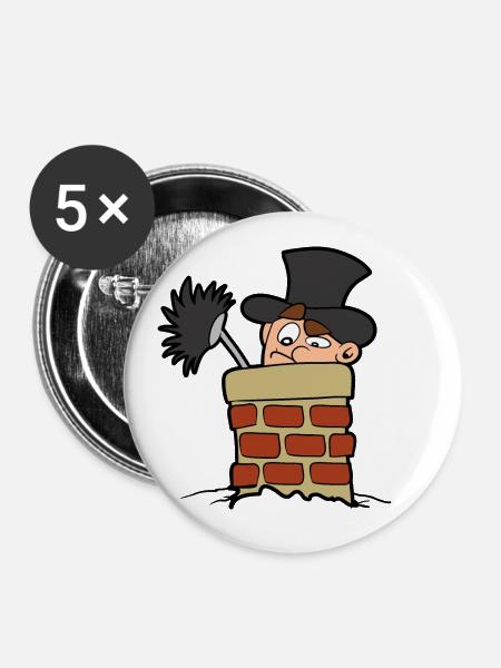 Schornsteinfeger - Buttons klein 25 mm (5er Pack) - Weiß
