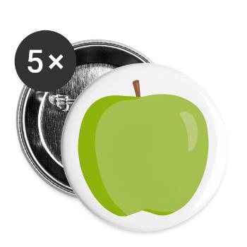 Idée cadeau santé fruit vert pomme - Lot de 5 petits badges (25 mm) - blanc - Devant