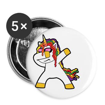 Mignon drôle drôle fable de licornes de Licorne - Lot de 5 petits badges (25 mm) - blanc - Devant