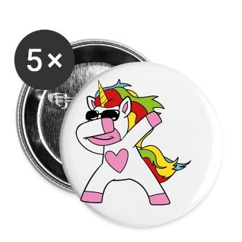Mignon drôle drôle fable de licornes de Licorne - Lot de 5 petits badges (25 mm) - blanc - Devant