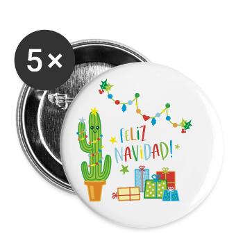 Feliz Navidad Kaktus Weihnachtspullover - Buttons klein 25 mm (5er Pack) - Weiß - Vorne