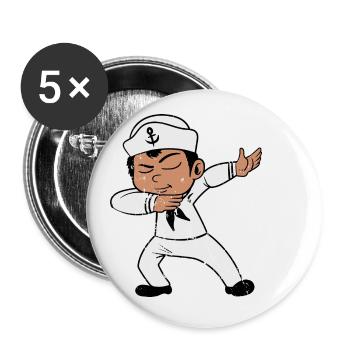 Retro Vintage Grunge Style Dabbing Dab Seemann - Buttons klein 25 mm (5er Pack) - Weiß - Vorne