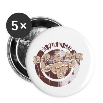 Pas de douleur, pas de gain - Lot de 5 petits badges (25 mm) - blanc - Devant