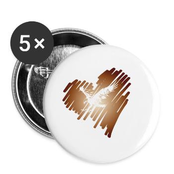 Herz mit Adler Steinadler Fischadler Seeadler - Buttons klein 25 mm (5er Pack) - Weiß - Vorne