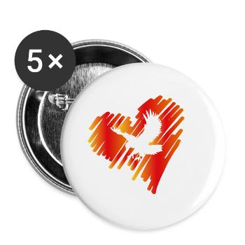 Herz mit Adler Steinadler Fischadler Seeadler - Buttons klein 25 mm (5er Pack) - Weiß - Vorne