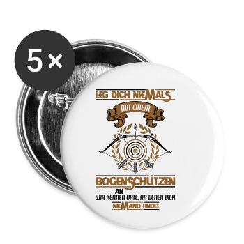 Leg Dich niemals mit einem Bogenschützen an - Buttons klein 25 mm (5er Pack) - Weiß - Vorne