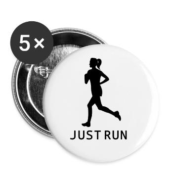 Just run female running jogging marathon girl - Buttons small 1''/25 mm (5-pack) - white - Front