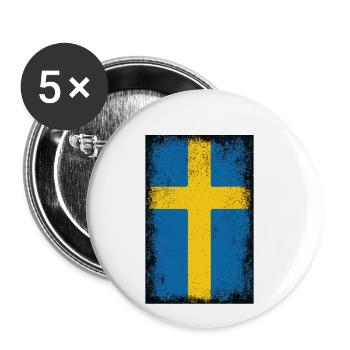 Sweden Swedish Flag Vintage Swedish Flag - Buttons small 1''/25 mm (5-pack) - white - Front
