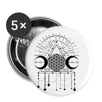 Buddhismus Blume des Lebens Yoga Festival Symbol - Buttons klein 25 mm (5er Pack) - Weiß - Vorne