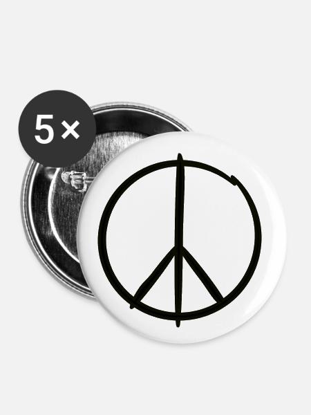 Peacezeichen - Buttons klein 25 mm (5er Pack) - Weiß