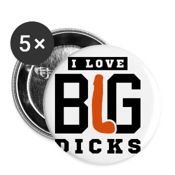I love penis - Buttons small 1''/25 mm (5-pack) - white - Front