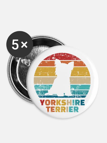 Yorkshire - Buttons klein 25 mm (5er Pack) - Weiß