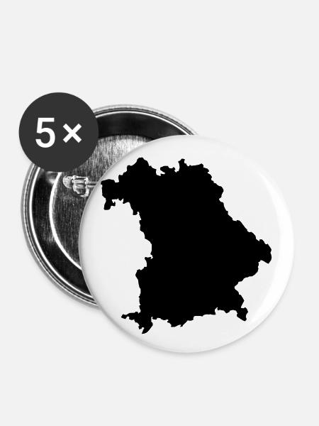 Bayern - Buttons klein 25 mm (5er Pack) - Weiß