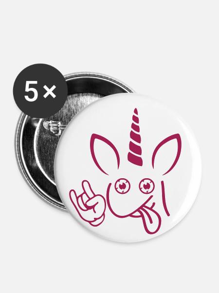 Einhorn party gesicht - Buttons klein 25 mm (5er Pack) - Weiß