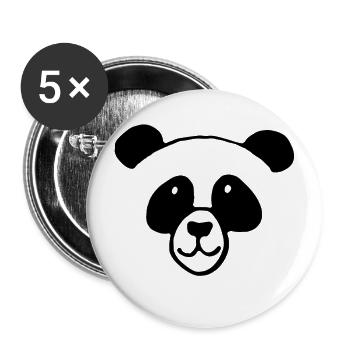 Panda face - Buttons small 1''/25 mm (5-pack) - white - Front