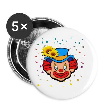 Karneval Clown - Buttons klein 25 mm (5er Pack) - Weiß - Vorne