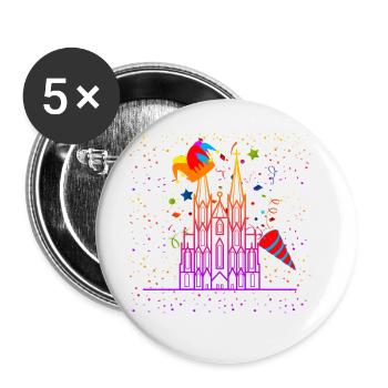Köln Karneval - Buttons klein 25 mm (5er Pack) - Weiß - Vorne