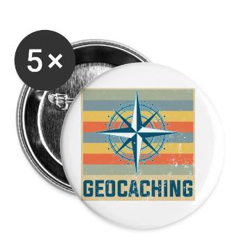 geocaching - Buttons small 1''/25 mm (5-pack) - white - Front