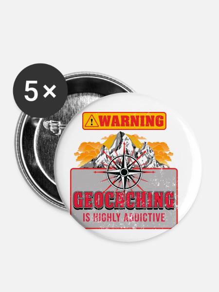 Geocaching - Buttons klein 25 mm (5er Pack) - Weiß