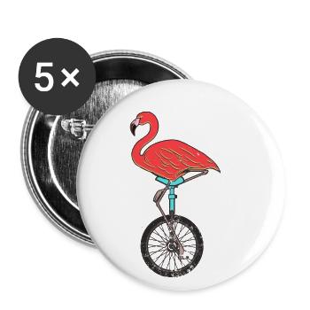 Einrad, Einrad Flamingo - Buttons klein 25 mm (5er Pack) - Weiß - Vorne