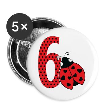 6.Anniversaire Coccinelle jardin de la maternelle doux - Lot de 5 petits badges (25 mm) - blanc - Devant