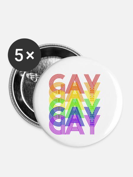 gay rainbow - Buttons klein 25 mm (5er Pack) - Weiß