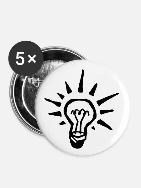 Leuchtende Glühbirne / shiny light bulb - Buttons klein 25 mm (5er Pack) - Weiß