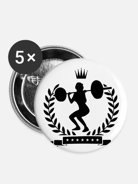 fitness girl lifting - Buttons klein 25 mm (5er Pack) - Weiß