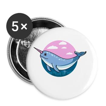 Narval, narval animal, narval narval - Lot de 5 petits badges (25 mm) - blanc - Devant