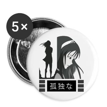 Anime, anime effrayant, anime weeaboo - Lot de 5 petits badges (25 mm) - blanc - Devant