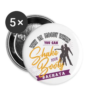 Bachata, bachata music, tango - Buttons small 1''/25 mm (5-pack) - white - Front
