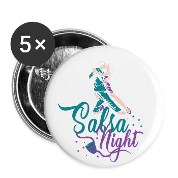 Salsa, Salsa latin, Latein Tanz - Buttons klein 25 mm (5er Pack) - Weiß - Vorne