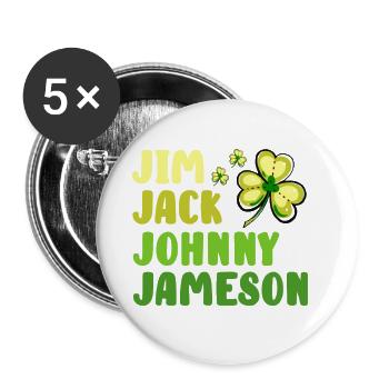 St Patricks Day, St Patricks Day Irish, Paddy, - Buttons small 1''/25 mm (5-pack) - white - Front