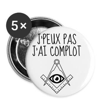 J'peux pas J'ai complot - Lot de 5 petits badges (25 mm) - blanc - Devant