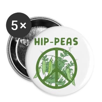 Hippie peas funny pea garden saying gift - Buttons small 1''/25 mm (5-pack) - white - Front