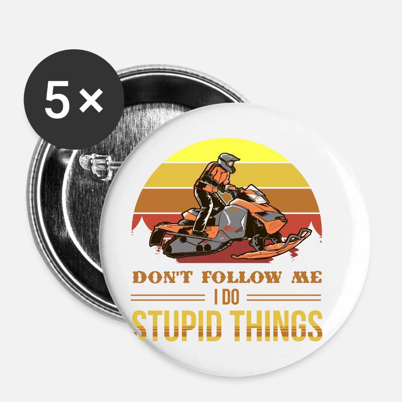 snowmobile, snowmobile snowmobiling, - Buttons small 1''/25 mm (5-pack) - white