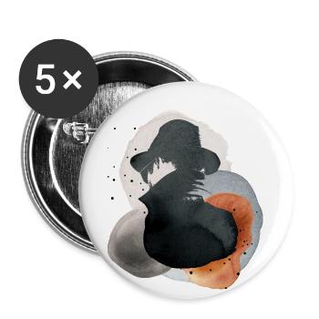 männliche Silhouette mit Fedora Hut und Mantel - Buttons klein 25 mm (5er Pack) - Weiß - Vorne