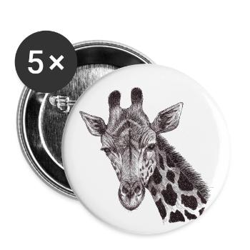 Giraffenkopf gezeichnet - Buttons klein 25 mm (5er Pack) - Weiß - Vorne