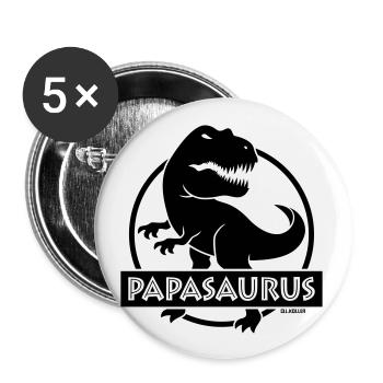 Papasaurus (Bester Papa / Vater / Daddy / POS) - Buttons klein 25 mm (5er Pack) - Weiß - Vorne