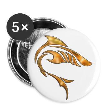 Tribal Shark - Lot de 5 petits badges (25 mm) - blanc - Devant