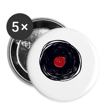 Disques vinyle LP disques de disques - Lot de 5 petits badges (25 mm) - blanc - Devant