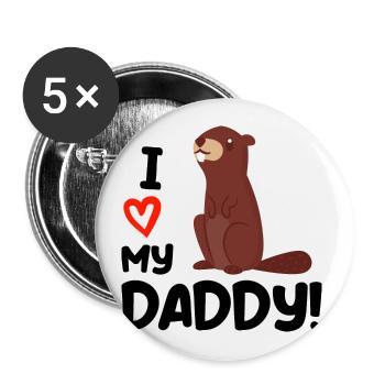 I love my daddy gift birth papa father - Buttons small 1''/25 mm (5-pack) - white - Front