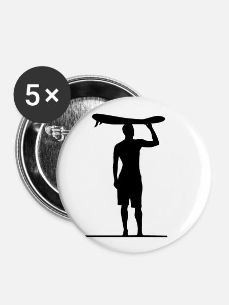 Surfer - Buttons klein 25 mm (5er Pack) - Weiß