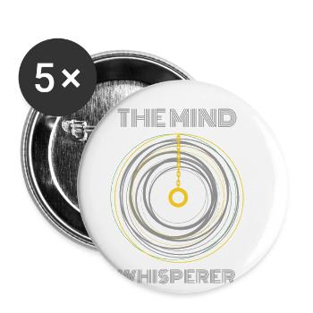 Hypnotiseur, mentalisme hypnotiseur, - Lot de 5 petits badges (25 mm) - blanc - Devant