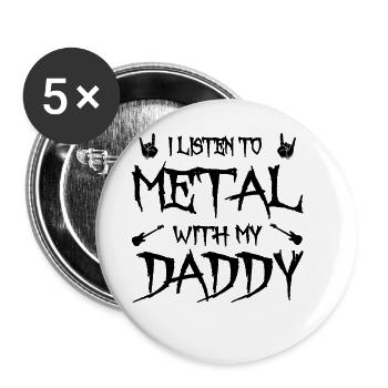 Metal E-guitare Enfants Rock Papa Bébé - Lot de 5 petits badges (25 mm) - blanc - Devant