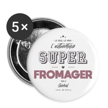L authentique super fromager - Lot de 5 petits badges (25 mm) - blanc - Devant