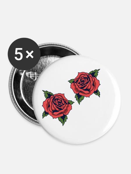 Rosen - Buttons klein 25 mm (5er Pack) - Weiß
