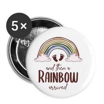 And Then A Rainbow Arrived - Regenbogenbaby - Buttons klein 25 mm (5er Pack) - Weiß - Vorne