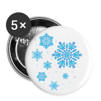 Il neige - flocons de neige - Lot de 5 petits badges (25 mm) - blanc - Devant