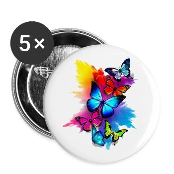 Butterfly Splash Colorful - Buttons small 1''/25 mm (5-pack) - white - Front